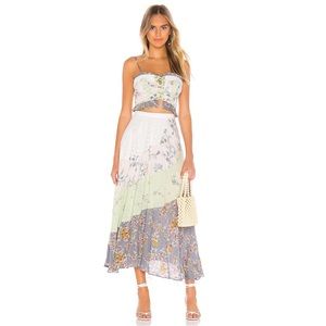 Free People Floral Maxi Skirt - Blue, Green, White